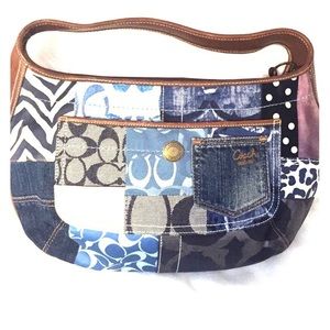 Blue denim Coach patchwork purse